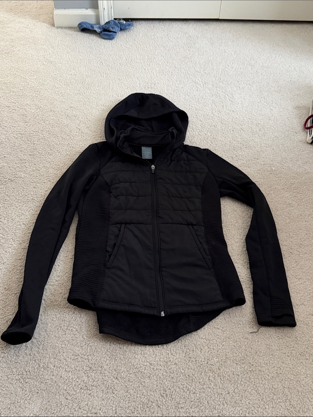 tek gear Black Quilted Hooded Lightweight Puffer Jacket
